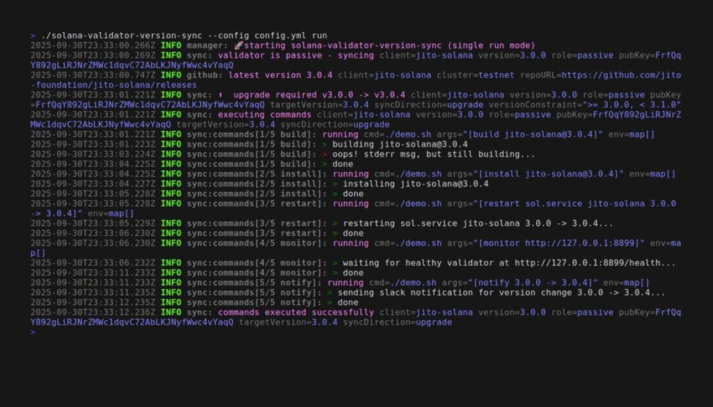 Automated Solana Validator Version Synchronization
